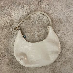 Small White Purse with Blue Flower Zipper Charm